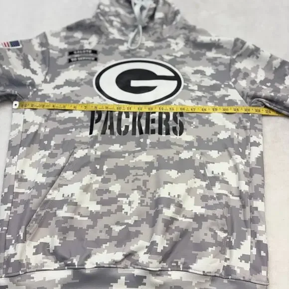 Green Bay Packers Men's NFL Salute to Service Gray Camo Hoodie Size L - Picture 4 of 10